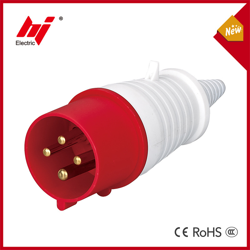 IP44工业连接器插座插头4芯3P+E工业插头32A防水三相电航空插头