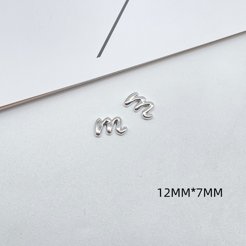 新しい電気メッキブライトシルバーリボンレター愛合金パッチペンダント diy ヘアピンブレスレットイヤリングアクセサリー|undefined