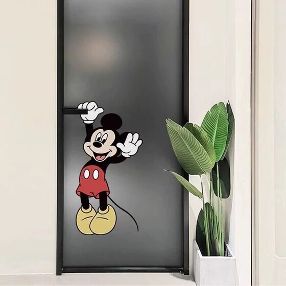 Mickey cartoon cute sticker window grilles glass door window creative kitchen sliding door anti-collision decorative bathroom stickers