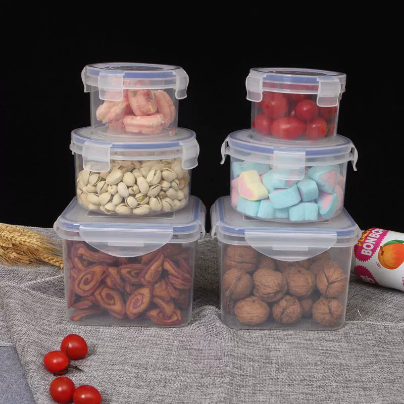 Round rectangular plastic fresh-keeping box microwave lunch box instant noodles box bento box donkey-hide gelatin box refrigerator storage zero container
