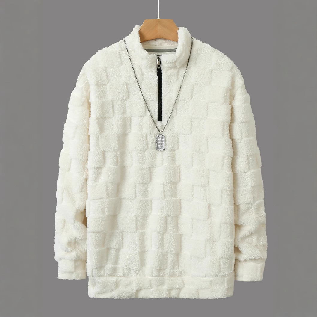 新款2024亚马逊速卖通男士爆款连帽宽松卫衣秋冬季休闲大码半拉链