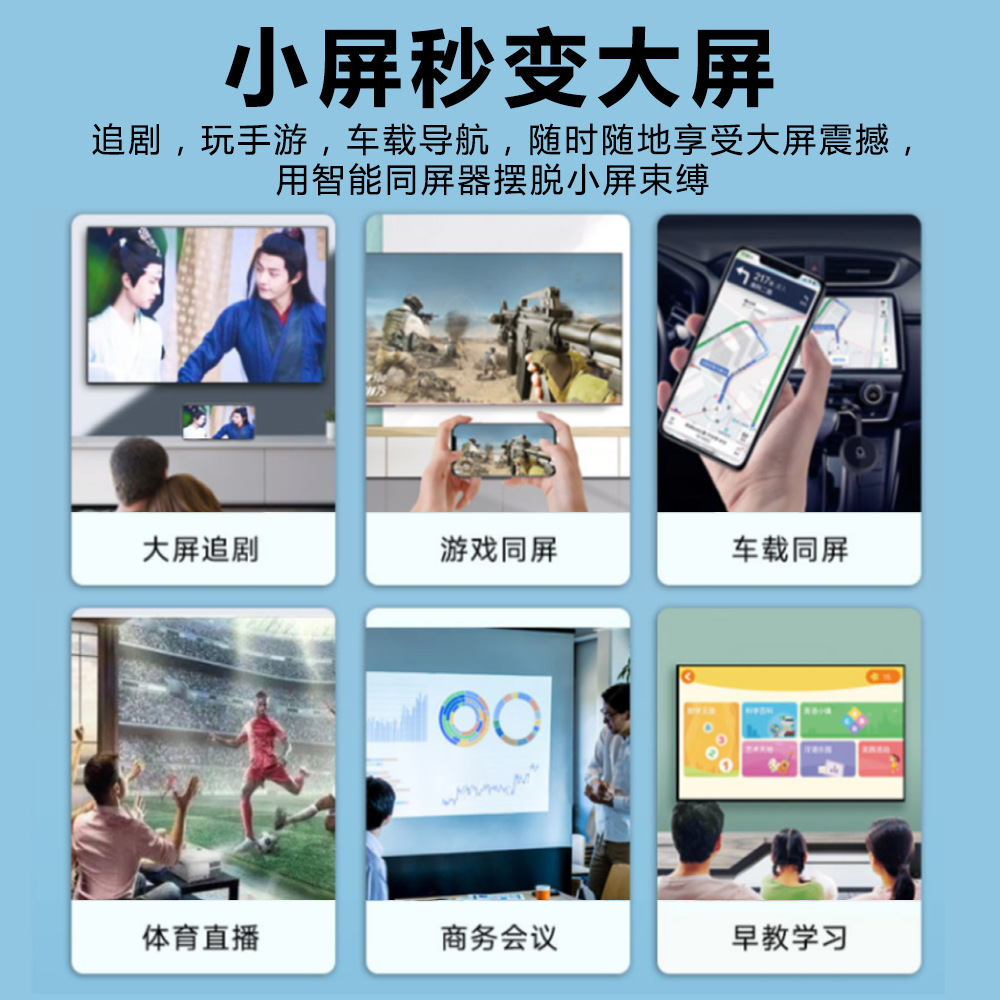 C29无线同屏器H.265解码4K高清 60HZ 5G双频WiFi小程序手机投屏器