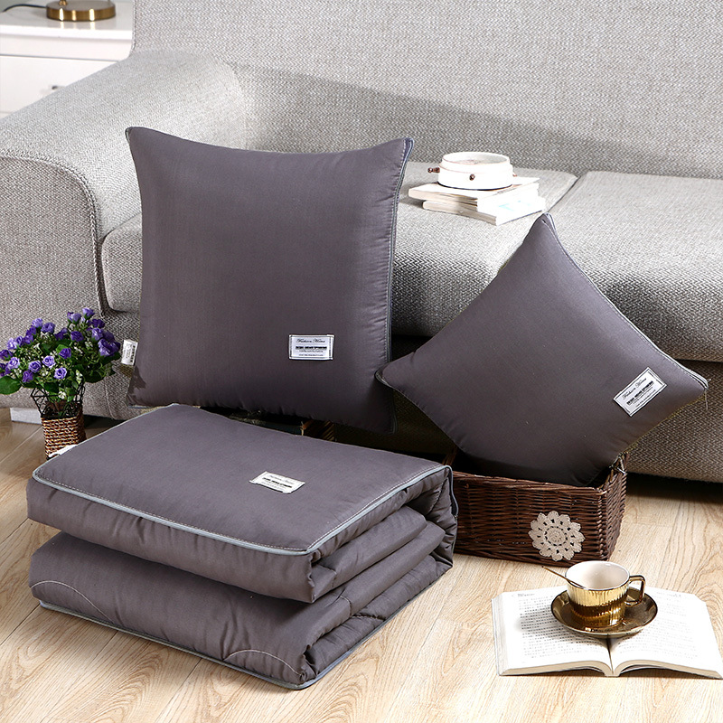 다크 그레이-간단한 패치 자수 베개 이불