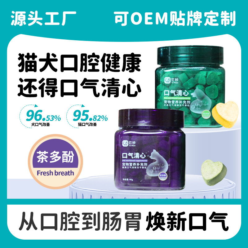 Freeze-Dried Probiotics for Cats and Dogs to Freshen Breath, Improve Bad Breath in Dogs, and Eliminate Bad Breath in Cats, Available for Dropshipping