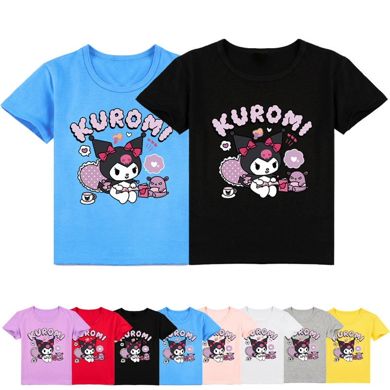 Кросс -бордер е -коммерс детская одежда Kuromi Kuromi мода печать короткий - рукав T -футболка лето K442
