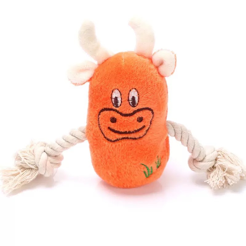 Plush squeaky knot toy - orange cow (22*14cm, 32g)