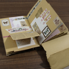 復古布藝手工手賬本日式空白牛皮記事本紙素材收集本冊麻布筆記本