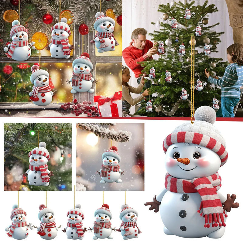 クロスボーダー新品クリスマスアクリルクリスマス雪だるま車載ストラップアクリルアクセサリーペンダント|undefined