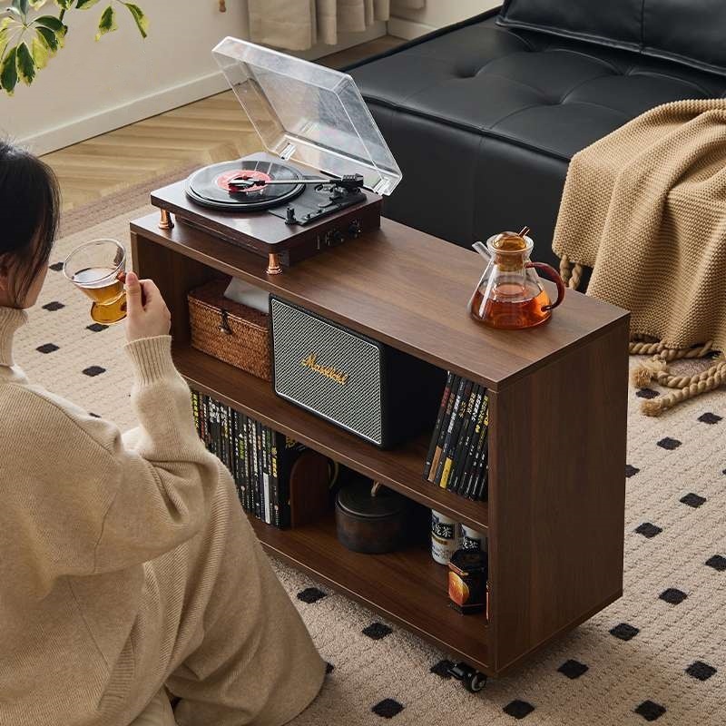 Sofá de sala de estar retro lado dormitorio americano mesas de té móviles multifunción cuadrada almacenamiento pequeño armario de almacenamiento