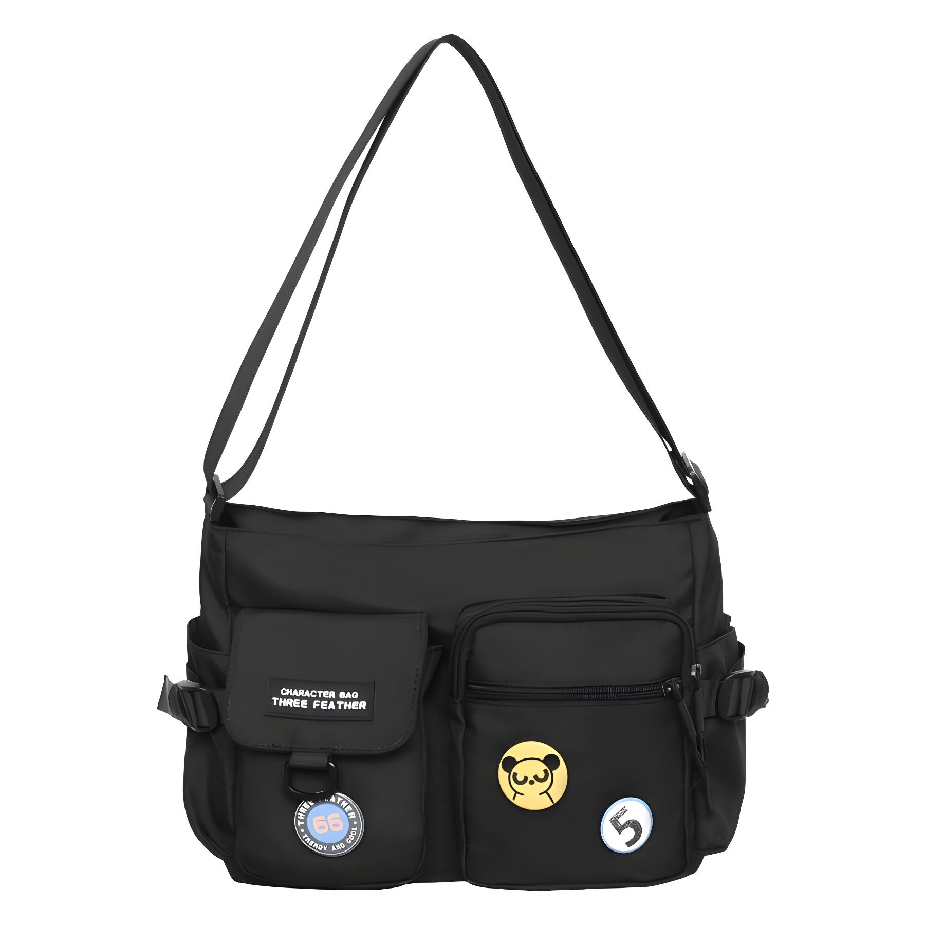 Trendy Brand Japanese Workwear Multi-Flap Pocket Pants Crossbody Bag for Women Large-Capacity Student Class Bag Casual Versatile Men's Shoulder Bag