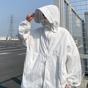 Ice Silk Quick-drying Sunscreen Clothing Men's Summer Thin Loose Mountain Wear Hooded Jacket Outdoor Breathable Sunscreen Clothing Fashion