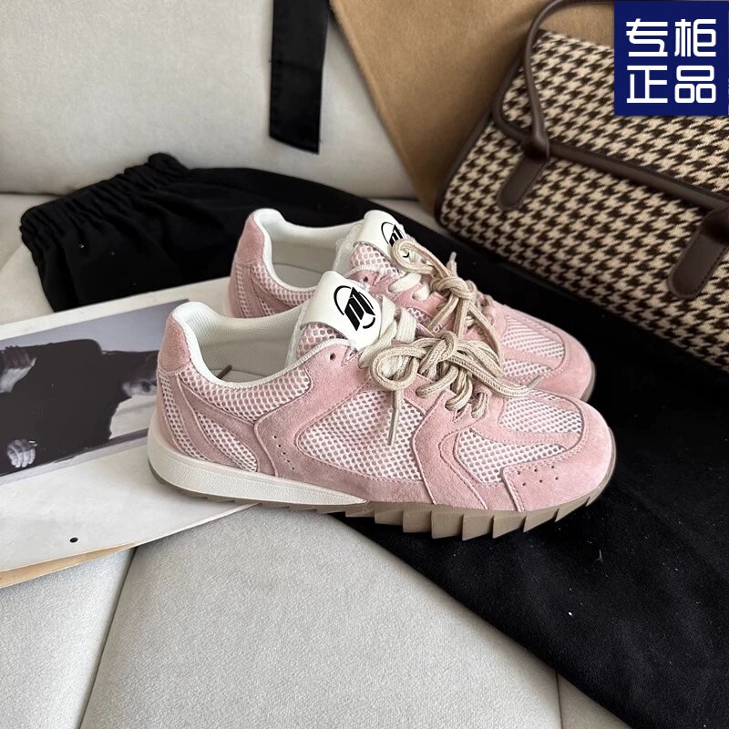 Retro Moral Training Women's Shoes 2025 Spring and Summer Casual Sports Lace-Up Mesh Shoes Sneakers for Work Soft-Soled Soft Shoes