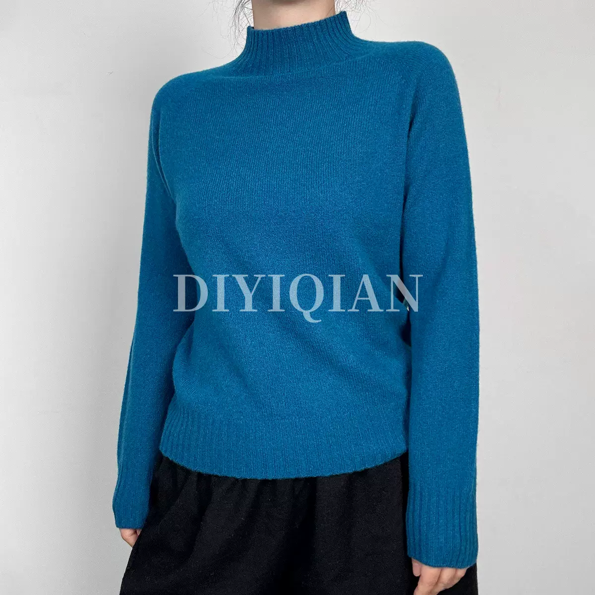 DIYIQIAN【100%羊绒毛】秋冬简约时尚通勤半高领套头内搭羊绒衫女