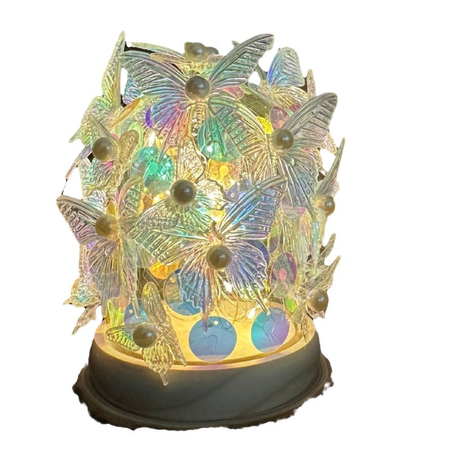 2025 nuevos productos mariposas de perlas coloridas lámparas nocturnas hechas a mano atmósfera diy maestra regalos del día de San Valentín