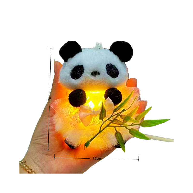 新款中秋发光灯笼节日礼物摆摊爆款创意毛绒卡通动物熊猫抱竹花灯|undefined