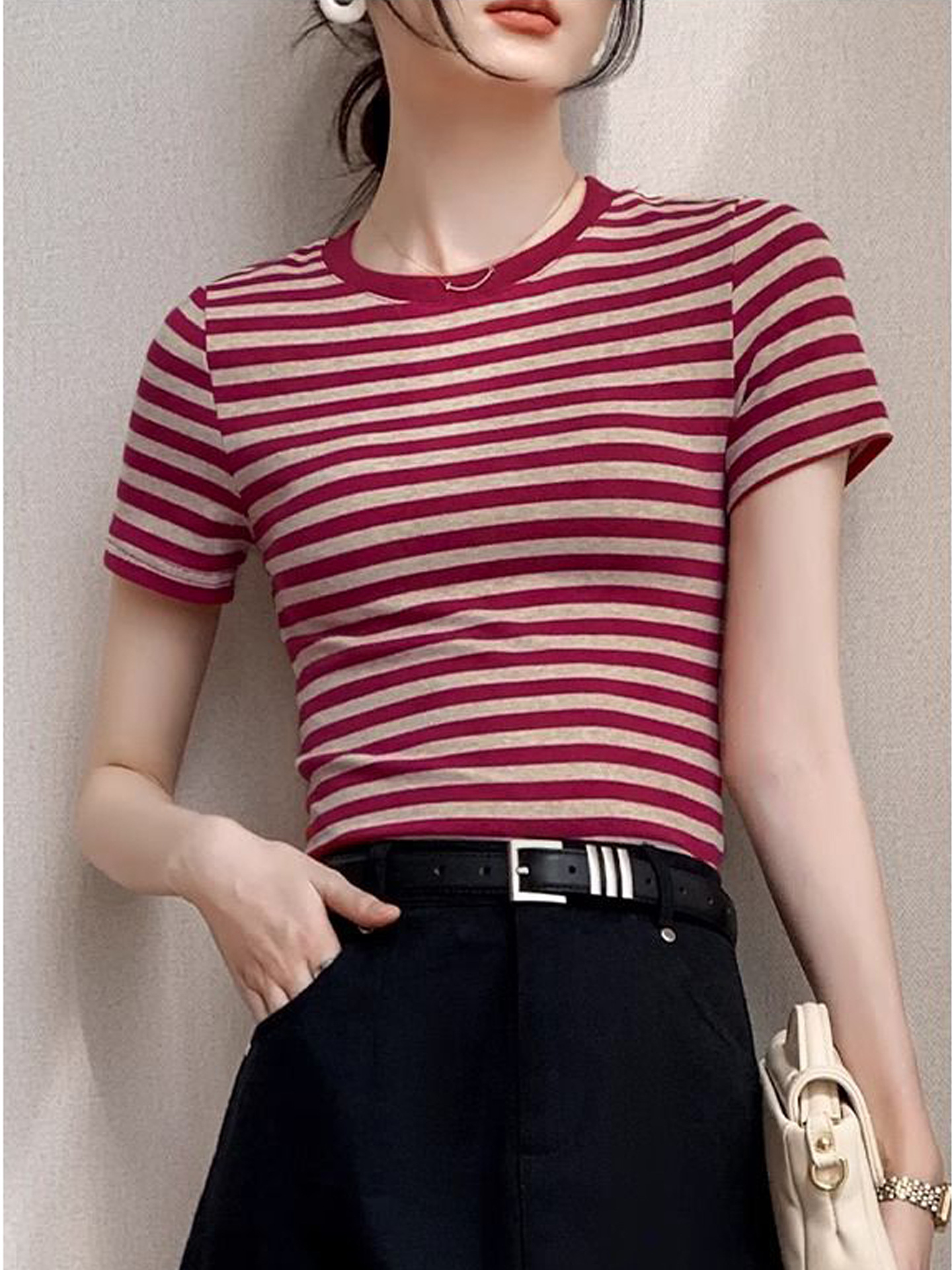 Summer fitted short fashionable T-shirt