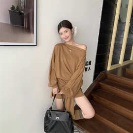 实拍辣妹气质套装裙女显瘦一字肩上衣+封腰披肩+包臀短裙三件套