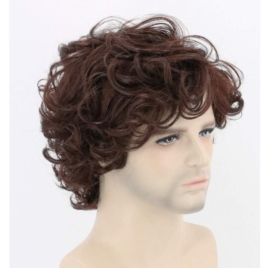 Foreign trade supply European and American style wig fashion dark brown fluffy layer short curly hair