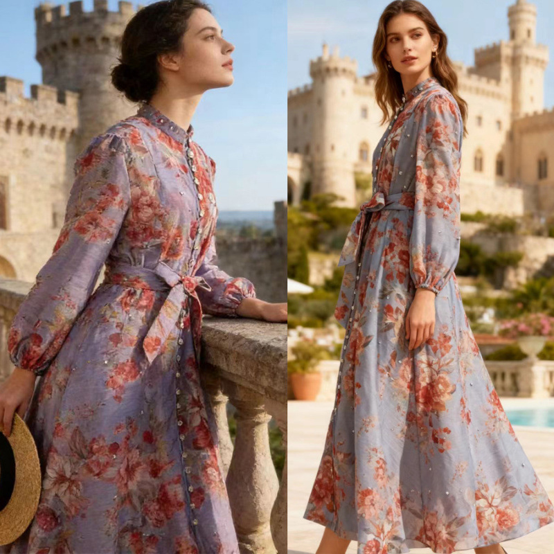Australia's 2026 Spring/Summer New Holiday Style Heavy-Duty Rhinestone Embellished Long Dress with a Large Hem, Elegant Two-Piece Long Dress Set Australia's 2026 Spring/Summer New Holiday Style Heavy-Duty Rhinestone Embellished Long Dress with a Large Hem, Elegant Two-Piece Long Dress Set
