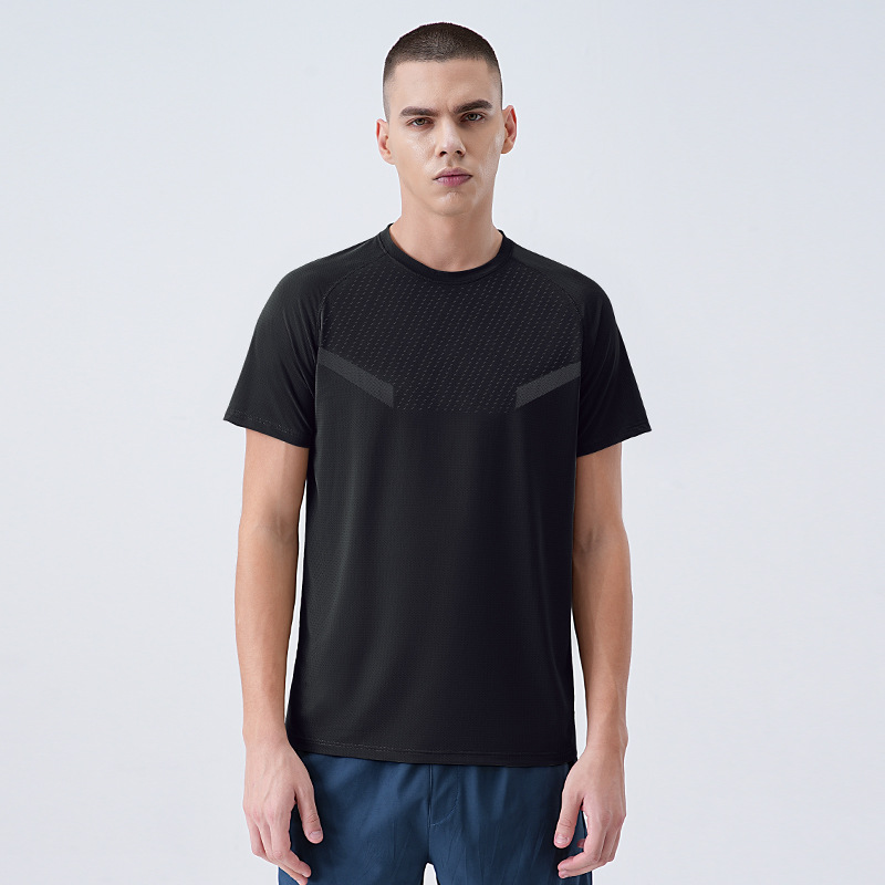 2025 camiseta de manga corta con cuello redondo para hombres, deportes de montañismo al aire libre de verano, correr, absorber la humedad, secar la ropa superior