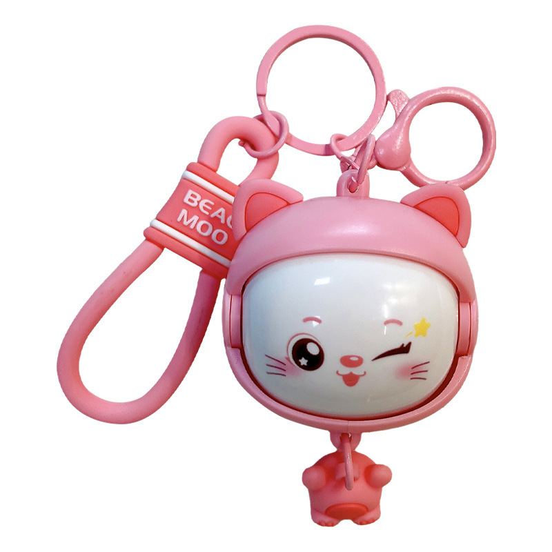 Llavero creativo de dibujos animados girando música lindo descompresión cambio de cara llavero de gato bolsos para hombres y mujeres pequeños regalos al por mayor
