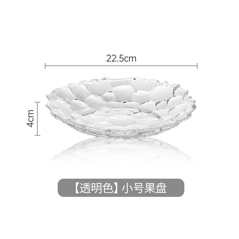 Plato de frutas de lujo ligero plato de frutas de vidrio creativo mesa de té de sala de estar doméstica moderna plato de frutas secas semillas de melón dulces platos de bocadillos