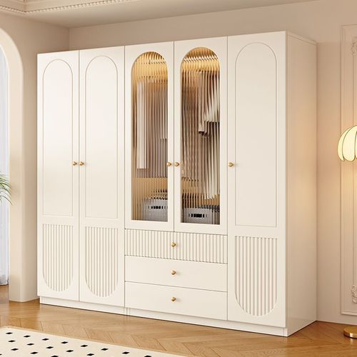 衣柜家用卧室现代简约实木衣柜新款衣橱奶油风小户型收纳柜子