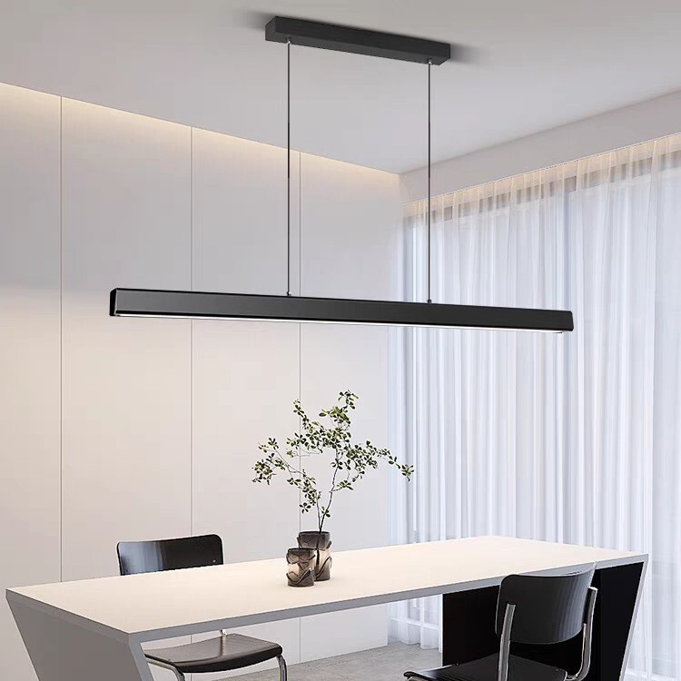 Adjustable Full-Spectrum Minimalist Linear Dining Pendant Light, Simple Bar Table Dining Table Light, Light Luxury Nordic Tea Room Office Lamp