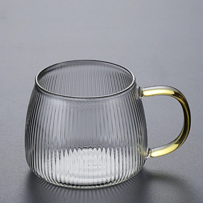 Tasse en verre à rayures verticales en borosilicate résistant_voghion.com
