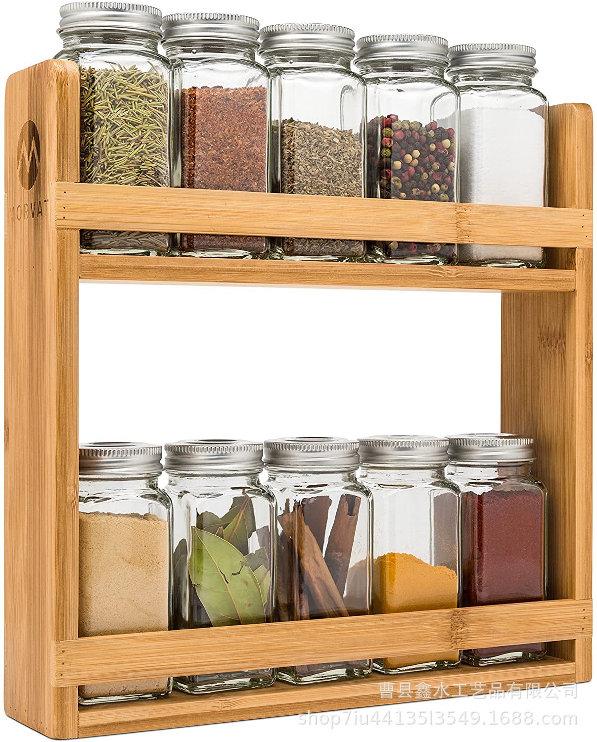 Factory direct selling bamboo kitchen spice rack Multi -layer kitchen storage rack wooden seasoning rack
