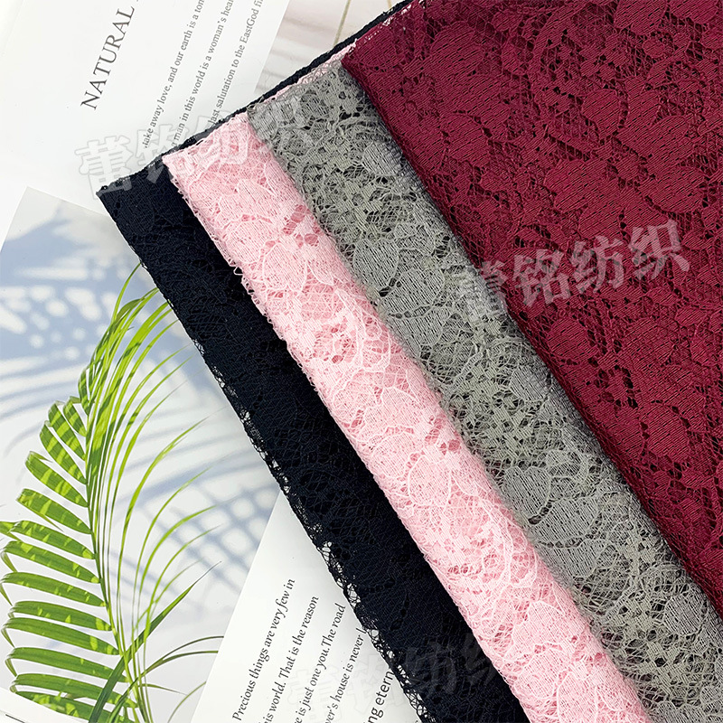Fábrica especial primavera y verano nueva tela de encaje de poliéster vestido de boda sin balas ropa interior tela