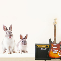 廠家跨境貨源新款可愛兔子卡通牆貼畫客廳臥室兒童房裝飾貼紙 R-6