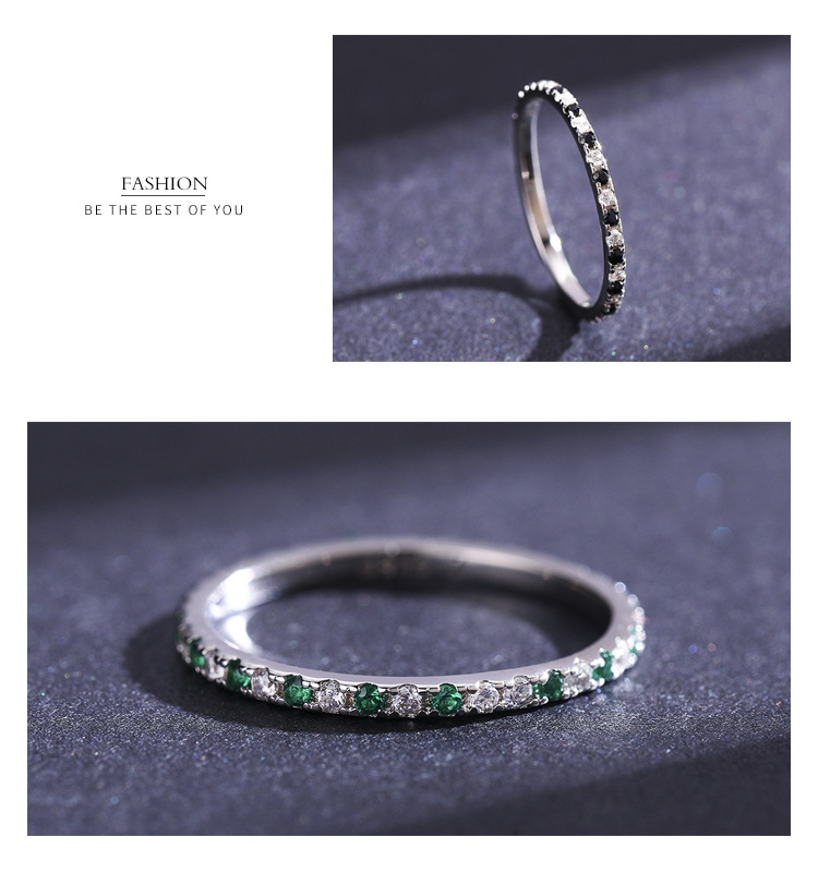 Fashion Round Silver Plating Inlay Zircon Rings 1 Piece