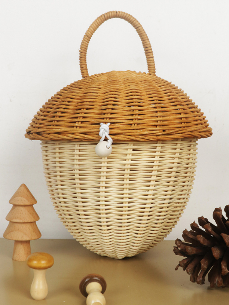 Estilo ins bolso tejido a mano para niños ratán bolsa de roble lugar accesorios de fotografía bolso de los niños estilo coreano