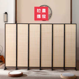 客厅隔断屏风简易折叠卧室遮挡移动家用简约现代中日式实木竹子墙