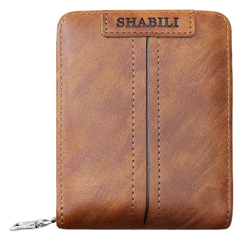 Korean Style Fashionable Men's Short Wallet, Classic Popular Horizontal Style, Large Capacity Zipper, Multiple Card Slots, Business Wallet