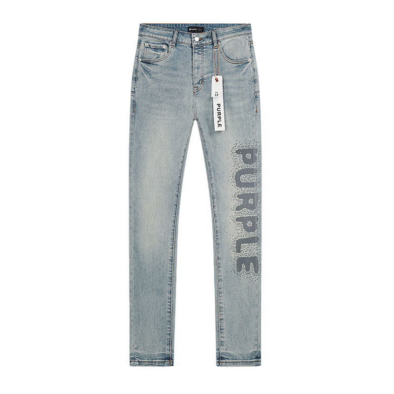 Comercio exterior transfronterizo mayorista purp1e estilo americano marca de alta calle agujero parche de tinta retrógrada lavado jeans pantalones cortos