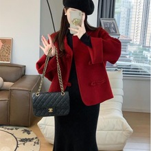 秋冬女装新中式新年战袍黑色鱼尾连衣裙子小香风茶里茶气两件套装