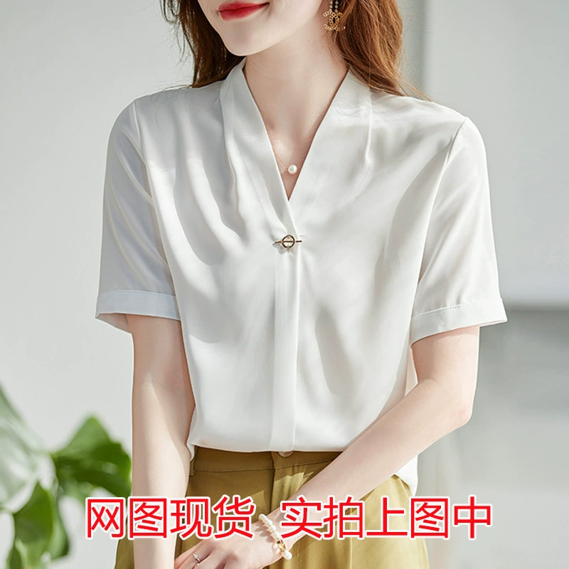 2024 летний новый белый шифоновая рубашка с короткими рукавами