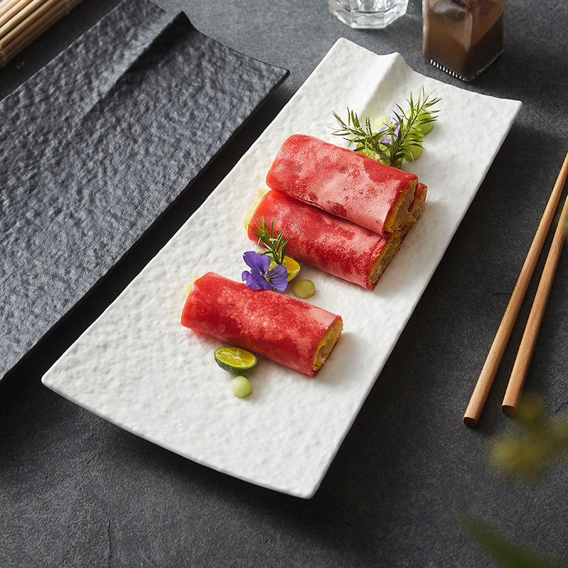 Japanese-style Sashimi Sushi Plate High-class Hotel Dessert Plate High-value Tableware Creative Flat Plate Long Plate