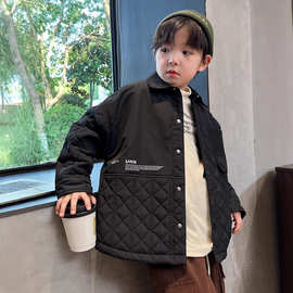 男童冬季夹棉外套2025新款儿童秋冬装棉衣中大童冬款棉服洋气