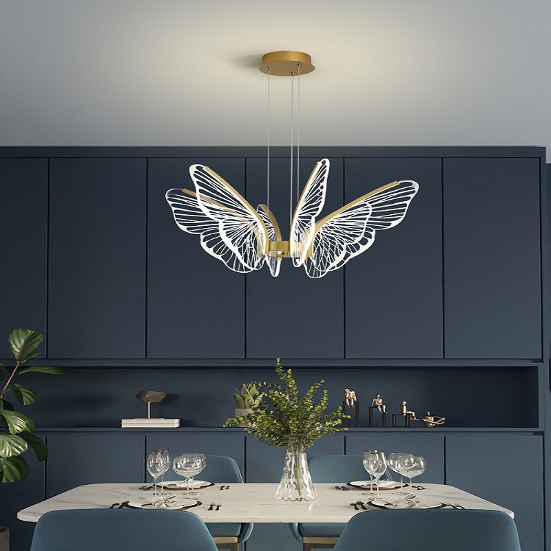 Lámparas de sala de estar nórdicas personales simples lámpara de restaurante de hojas de loto dormitorio principal creativo red de arte de sangarra lámpara LED