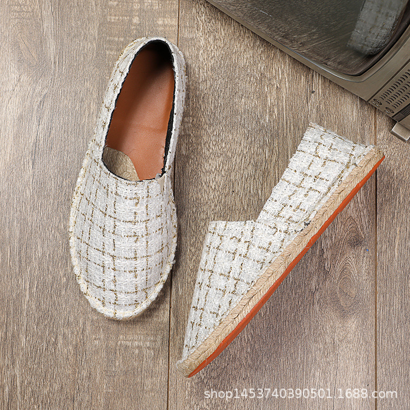 Factory direct new spring fashion new linen shoes men's straw-woven linen rope shoes fisherman one-step canvas loafers