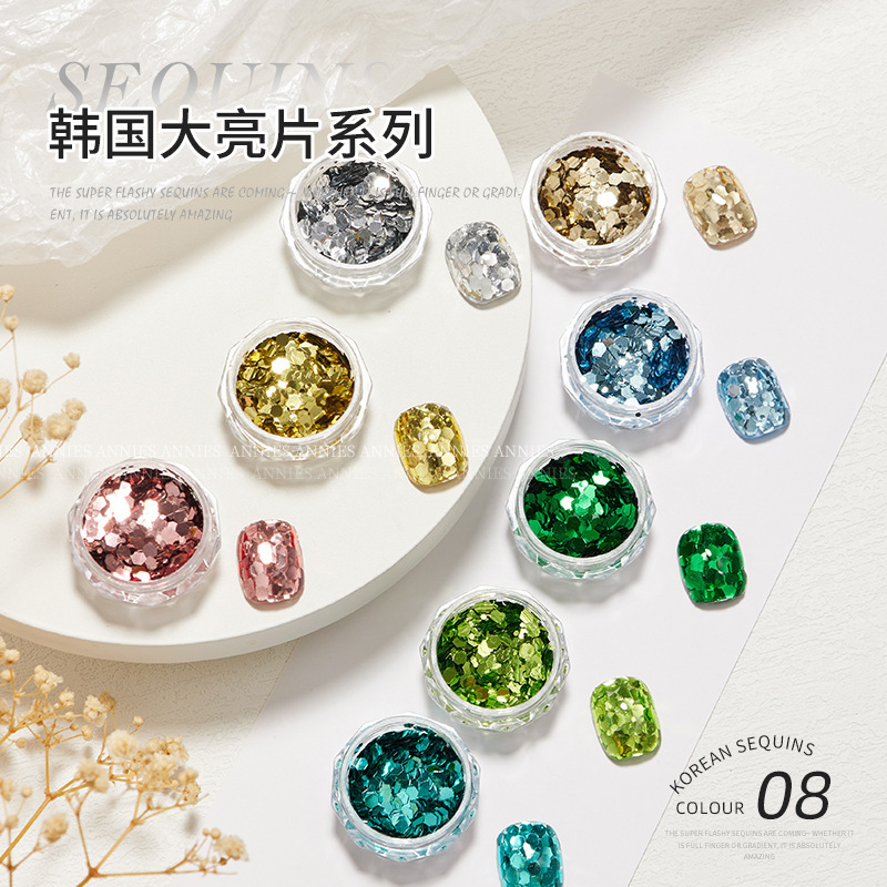 Summer Trendy Korean Large Sequins 2026 New Dazzling Mixed Ultra-Thin Glitter Nail Art Decorations
