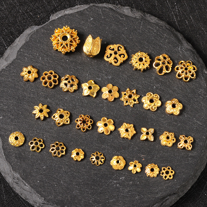 Flower-Shaped Spacer Beads, Color-Preserving Alloy Accessories, DIY Jewelry Components, Hollow Gold Flower-Shaped Spacer Beads Flower-Shaped Spacer Beads, Color-Preserving Alloy Accessories, DIY Jewelry Components, Hollow Gold Flower-Shaped Spacer Beads