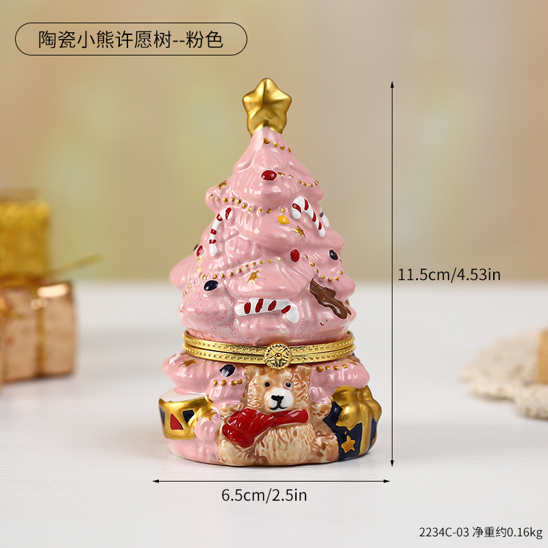 跨境新款陶瓷小熊圣诞树摆件节日装饰品圣诞节糖果巧克力创意包装|undefined