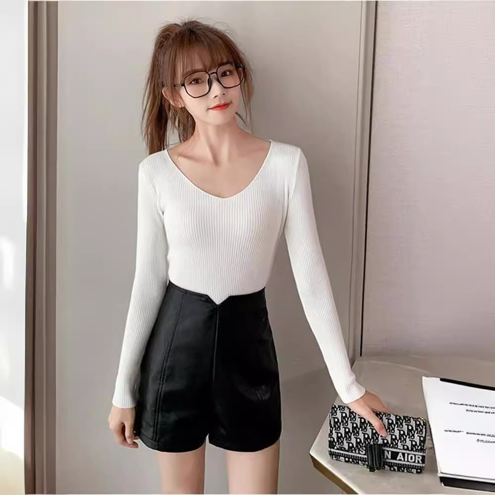 皮短裤女2025新款秋装高腰显瘦休闲百搭阔腿松紧腰外穿舒适pu皮裤