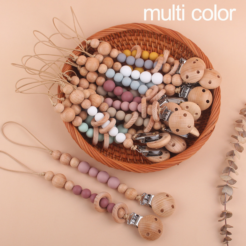 Suministros para bebés calmante bebé haya chupete cadena creativa DIY cuentas de silicona mordedor chupete cadena anti-caída Nuevo