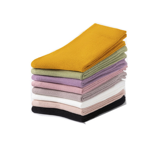 Women's 100% Cotton Mid-Calf Socks Solid Color Japanese Style Autumn/Winter Korean Version Hand-Stitched Head Fashionable Business Men's Casual Trendy Socks