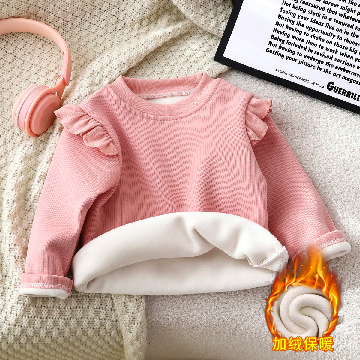 Camiseta de invierno para niñas nueva camiseta de invierno para bebés con camiseta de manga larga más gruesa ropa de invierno caliente ropa infantil al por mayor
